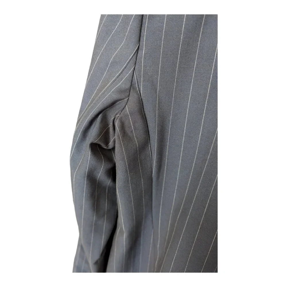 Banana Republic Navy Blue Pinstripe Wool Blazer  - Size 14 - Picture 8 of 10